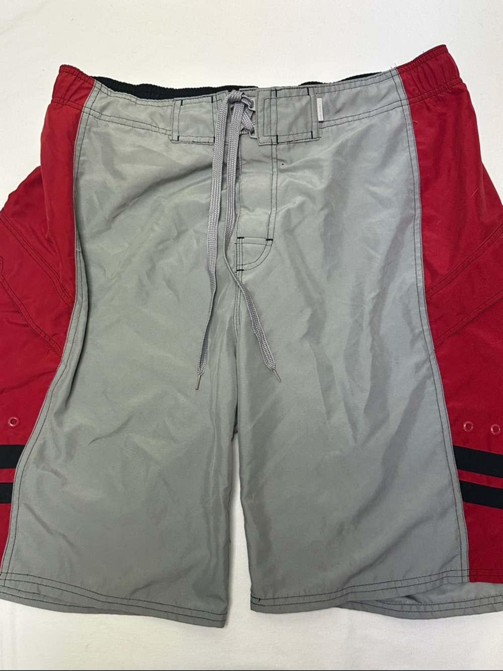Arizona Jean Company Gray and Red Men's Swim Trunks with Drawstring